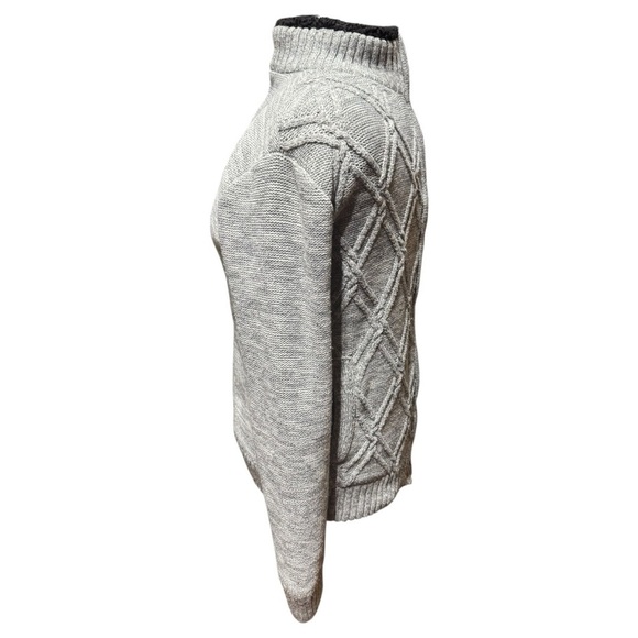 American Stitch Gray Cable Knit Full-Zip Sweater Fleece Lined Jacket Size S - Picture 3 of 10